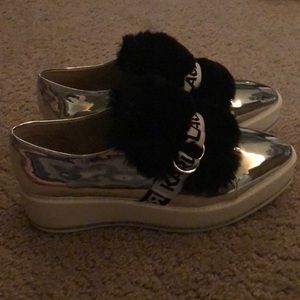 Karl Lagerfeld faux-fur shiny sneaker